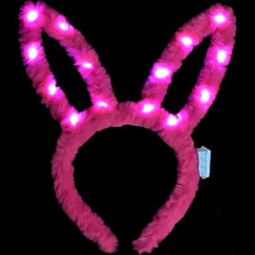 Resim Nessiworld Led Işıklı Peluş Pofuduk Tavşan Kulak Tavşan Taç Şeker Pembesi 17X23 cm 