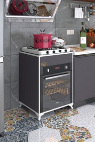 Resim Kenzlife Ankastre Fırın Modülü Kabini Hafniyum Mat Gri Suntalam 85(Y)*60(G)*56(D) Ocak Dolabı Ayaklı 