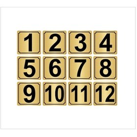 Resim Metal Kapı,masa,dolap Numarası 10cmx10cm 12 Adet (1…12) Altın Renk Metal 