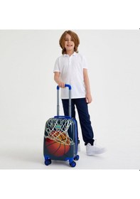 Resim Coral High Kids Lacivert Turuncu Basketbol Desenli Çocuk Valizi 16753 