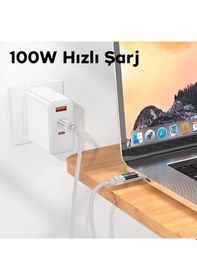 Resim Hoco U126 Lantern 100w Type-c To Type-c Hızlı Data Ve Şarj Kablosu Gri 