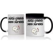 Resim Sütü Çilekli Seni Sürekli Tasarımlı Sihirli Kupa Bardak 