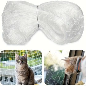 Resim Açık Meydan Sebze Meyve Balkonu Şeffaf Ağ Kedi Kafesi Balkon Kedi Koruma Ağı Sabit Plastik Toka ile Beyaz Kedi Ağı, Balkon, Pencere, İç ve Dış Kullanım için Kedi Koruma Ağı 