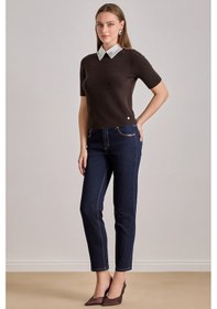 Resim Relax Fit Kahverengi Triko Kazak Kahverengi 