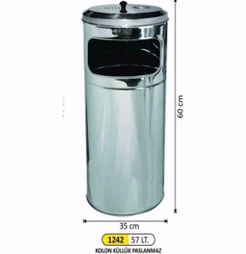 Resim KG-GOLDPAPER Paslanmaz Krom Kolon Küllük 1242 57 Litre 