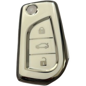 Resim Autohan Keys Toyota Uyumlu Anahtar Koruma Kılıfı, Beyaz Gümüş, Corolla Auris Yaris Verso Avensis Aygo Hilux Modelleri Için Nano Kaplama 