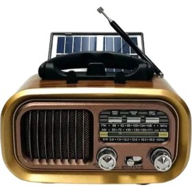 Resim Renkli 3 Bandlı Güneş Enerjili Nostajik Radyo, Bt/tf/usb/fm/am/sw Özellikli 