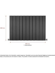 Resim Hammam 600 x 875 MM Amber Yatay Antrasit Alüminyum Radyatör Standart Bağlantı 