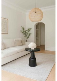 Resim Masif Ahşap Tekli Yan Sehpa Doğal Mantar Formlu Sehpa - Siyah Renk Siyah 