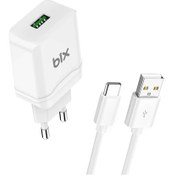 Resim Bix 18W QC 3.0 Hızlı Şarj Cihazı ve Type-C USB Kablo Beyaz 