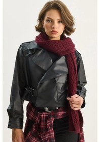 Resim Shade Kadın Geniş Cep Detaylı Kemerli Oversize Crop Deri Ceket 3129 60284102 - Siyah 