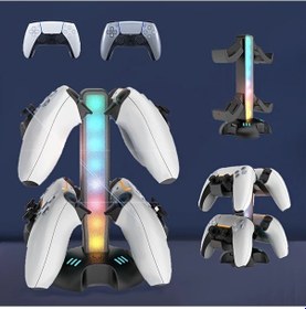 Resim Lumaworld Ps5 Kontrolcü Şarj İstasyonu 4ü1 Arada Rgb Aydınlatmalı Dikey Şarj Standı Siyah 
