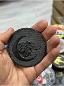 Resim KOMANDO PAZARI Ay Ve Kurt İşlemeli 3D Lazer Kesim Arkası Cırtlı Patch 