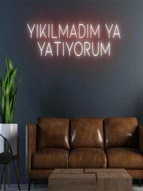 Resim Yıkılmadım Ya Yatıyorum Yazılı Neon Tabela Kırmızı 