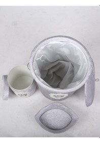 Resim Shems Gri 6'lı Çeyizlik Dantelli Banyo Paspası Sepet Seti Gri 