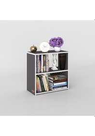 Resim Kenzlife Komodin Riki Gri 60 60 30 Komidin Kitaplık Ayakkabılık Beyaz 