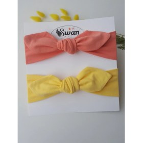 Resim Swan Butik Kız Çocuk Bebek Bandana Toka Seti 2'li Şeftali, Sarı 