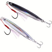 Resim 1 adet Premium Deniz Levreği Jigging Kaşığı - Üçlü Kanca ile Işıltılı Metal Balık Yemi, 0.59oz'dan 1.41oz'a Boyutlar, Sahile Atma & Sürme için İdeal - Uygun, Dayanıklı Demir/Kurşun Yapısı 