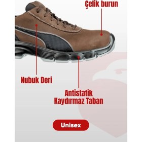 Resim Puma Safety Condor Low S3 Src Esd Çelik Burunlu Nubuk Deri Iş Güvenliği Ayakkabısı Kahve Unisex Pro+ 