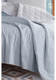 Resim Kapitone Yatak Örtüsü Seti Çift Kişilik Solid A.mavi-gri A.mavi-gri 