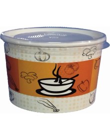 Resim Braventa Collection Çelikpençe 100 Adet Kapaklı Karton Çorba Kasesi 16 Oz 