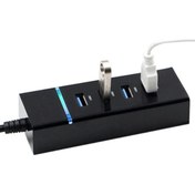 Resim İlkDağ 4 Port Usb Hub 3.0 Usb Çoklayıcı Mavi Led Işıklı Usb Çoğaltıcı Switch Port Siyah 