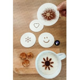 Resim Barista Kahve Süsleme Şablonu, 4'lü Latte Art Seti, Kahve Üstü Sanatsal Desen ve Şekil Yapma Şablonu 