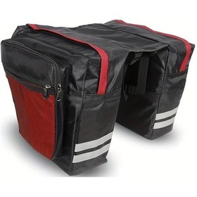 Resim Xuweiwei Durable Polyester Adjustable Strap Bike Rear Rack Bag Red Mountain Bike Pannier For Outdoor Cycling Commuting Shopping Kırmızı 