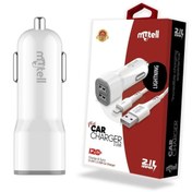 Resim Mytell Iphone ( Lightning ) Kablolu Çift Usb Girişli 2.1a Araç Şarj Çakmaklık Seti My-a5 Beyaz 