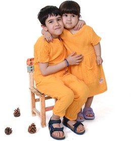 Resim Çift Kat Müslin Şalvar Pantolon | %100 Pamuk - Neon Yeşil / 5-6 yaş 