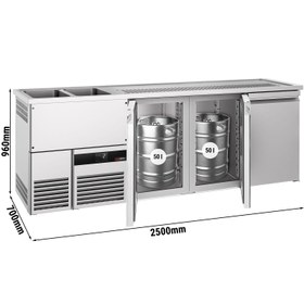 Resim Bira Tezgahı PREMIUM - 2500x700mm - 3 Kapılı 