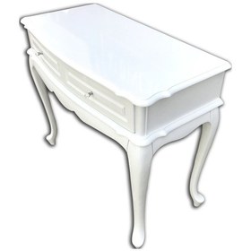 Resim Dresuar Ahşap Kayın Aslan Ayak Parlak Lake Beyaz Çekmece Ahşap Bombe El yapım Beyaz 