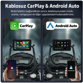 Resim MotoCarPlay™ 2 HD Kameralı - Kablosuz CarPlay & Android Auto Ekran – Tüm Motosikletlerle Uyumlu 