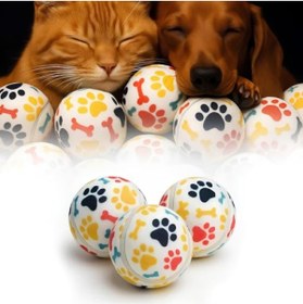 Resim markentegra Renkli Pati Desenli Orta Boy Tenis Topu - 6.5 cm, Dayanıklı, Diş Dostu 