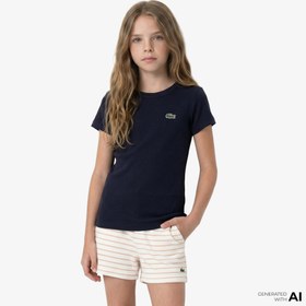 Resim Lacoste Çocuk Bisiklet Yaka Lacivert T-Shirt 