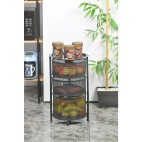 Resim Evistro Tezgah Üstü 3 Katlı Metal Açılır Kapanır Paslanmaz Sebzelik Antrasit 