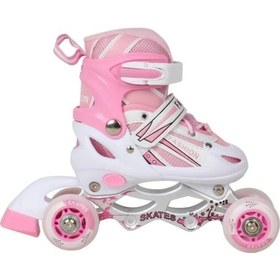 Resim Paten Ayarlanabilir 2 1 1 Işıklı Metal Gövde Alıştırma Mia Pateni Çanta Işıklı Paten Pembe 