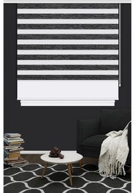 Resim Çift Mekanizma Zebra Stor Güneşlik Perde 08 Koyu Gri Mutfak Balkon Perdesi Çocuk Yatak Odası Perde Koyu Gri 1 