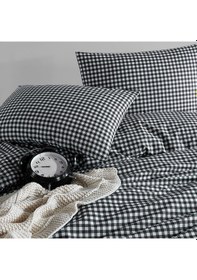 Resim Coté Blanc Mini Kare Siyah %100 Pamuk Tek Kişilik Nevresim Takımı 
