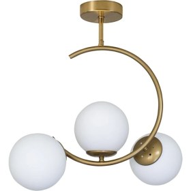 Resim Şık Beyaz Camlı Modern Gold 3'lü Tavan Avizesi 