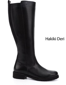 Resim GÖNDERİ(R) Kadın / Kız Siyah Fermuarlı Kauçuk Taban Hakiki Deri Çizme 