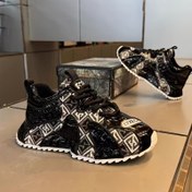 Resim Dayanıklı] Erkekler için Şık Nakışlı Patchwork Sneakerlar - Siyah & Beyaz Geometrik Tasarım, Rahatlık ve Boy Artırma için Kalın Kauçuk Tabanlı Hafif Günlük Sneakerlar 