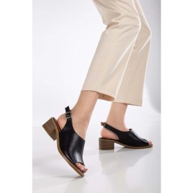 Resim Analin Shoes Kadın Deri Toka Detaylı Bilekten Bağlı Sandalet - Siyah 