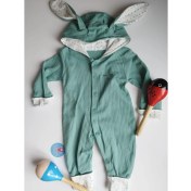Resim Baby Blue Bebek Tavşan Kulaklı Kapüşonlu Tulum 