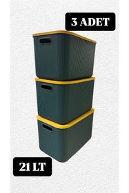 Resim Bayev 3 Adet 21 Lt Storage Yeşil Çok Amaçlı Dolap Içi Düzenleyici Kutu - Oyuncak Ve Çamaşır Sepeti 