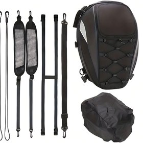 Resim Motosiklet Çanta Su Geçirmez Fonksiyonlu Sırt Eşya Kask Çantası Heybe Büyük Kapasiteli 30L-40L 