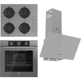 Resim Ferre Flowart Basıc Serisi XE62CPR - CS208 - D088 Ankastre Set Gri 