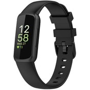 Resim Fitbit Inspire 3 Xdfind İçin Düz Renk Silikon Saat Bandı, Boyut: L Siyah 