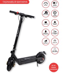 Resim PiranTech X9 Elektrikli Scooter - Çıkartılabilir Bataryalı 850W Katlanabilir Scooter 