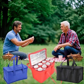 Resim bir adet öğle yemeği termal çantası, piknik çantası, katlanabilir ve dayanıklı alüminyum folyo malzemeden yapılmış, gıda ve içecekleri gün boyu taze ve serin tutmak için mükemmel uyum sağlar, aile dış mekan aktiviteleri için uygun. Gıda ile temas yok 